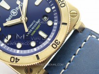 BR 03-92 Diver Bronze B12 1:1 Best Edition Blue Dial on Blue Leather Strap MIYOTA 9015 (Free Rubber Strap)