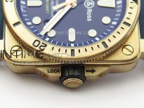 BR 03-92 Diver Bronze B12 1:1 Best Edition Blue Dial on Blue Leather Strap MIYOTA 9015 (Free Rubber Strap)
