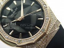 Classic Fusion Orlinski RG Full Diamonds APSF 1:1 Best Edtion Black Faceted Dial on Black Rubber Strap A2892