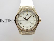 Classic Fusion Orlinski RG Full Diamonds APSF 1:1 Best Edtion White Faceted Dial on White Rubber Strap A2892