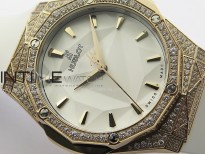 Classic Fusion Orlinski RG Full Diamonds APSF 1:1 Best Edtion White Faceted Dial on White Rubber Strap A2892