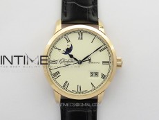 Excellence Panorama Date Moon Phase RG GGR 1:1 Best Edition White Dial on Black Leather Strap A100