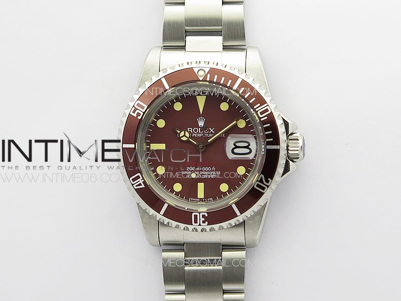 Vintage Submariner 1680 SS JKF Best Edition Tropical Red Dial on SS Bracelet A2836 