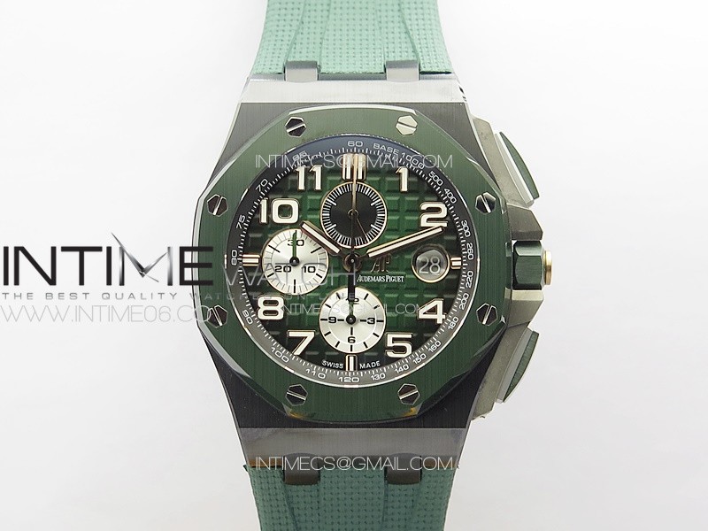 Royal Oak Offshore 2020 44mm RG Crown RSF 1:1 Best Edition Green Ceramic Bezel on Rubber Strap A3126