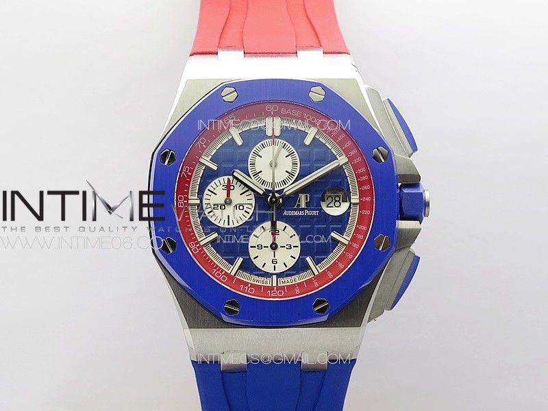 Royal Oak Offshore 44mm SS Blue Ceramic Bezel RSF Best Edition Blue/Red Dial on Rubber Strap A3126