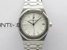 Royal Oak 41mm 15500 SS ZF 1:1 Best Edition White Textured Dial on SS Bracelet A4302 Super Clone