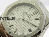Royal Oak 41mm 15500 SS ZF 1:1 Best Edition White Textured Dial on SS Bracelet A4302 Super Clone