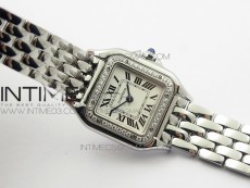Panthère Secrete Ladies 22mm Diamond Bezel SS GF 1:1 Best Edition White Dial on SS Bracelet Ronda Quartz