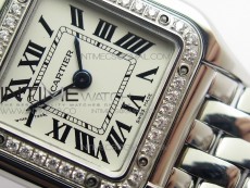 Panthère Secrete Ladies 22mm Diamond Bezel SS GF 1:1 Best Edition White Dial on SS Bracelet Ronda Quartz
