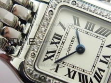Panthère Secrete Ladies 22mm Diamond Bezel SS GF 1:1 Best Edition White Dial on SS Bracelet Ronda Quartz