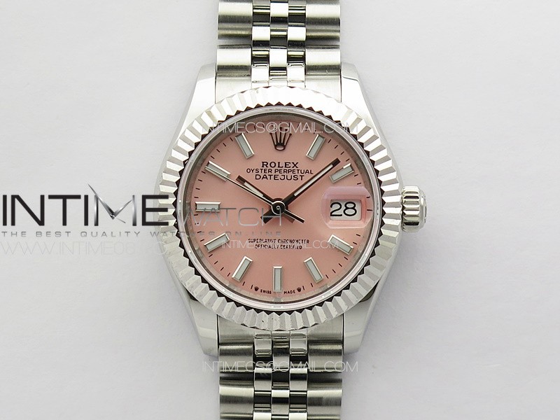 Datejust 28mm 279179 SS APSF Best Edition Pink Dial Sticks Markers on SS Jubilee Bracelet NH05