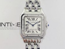 Panthère Secrete Ladies 27mm Diamond Bezel SS GF 1:1 Best Edition White Dial on SS Bracelet Ronda Quartz