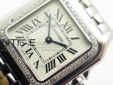 Panthère Secrete Ladies 27mm Diamond Bezel SS GF 1:1 Best Edition White Dial on SS Bracelet Ronda Quartz
