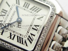 Panthère Secrete Ladies 27mm Diamond Bezel SS GF 1:1 Best Edition White Dial on SS Bracelet Ronda Quartz
