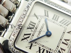 Panthère Secrete Ladies 27mm Diamond Bezel SS GF 1:1 Best Edition White Dial on SS Bracelet Ronda Quartz