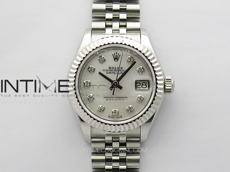 Datejust 28mm 279179 SS APSF Best Edition Silver Dial Crystals Markers on SS Jubilee Bracelet NH05