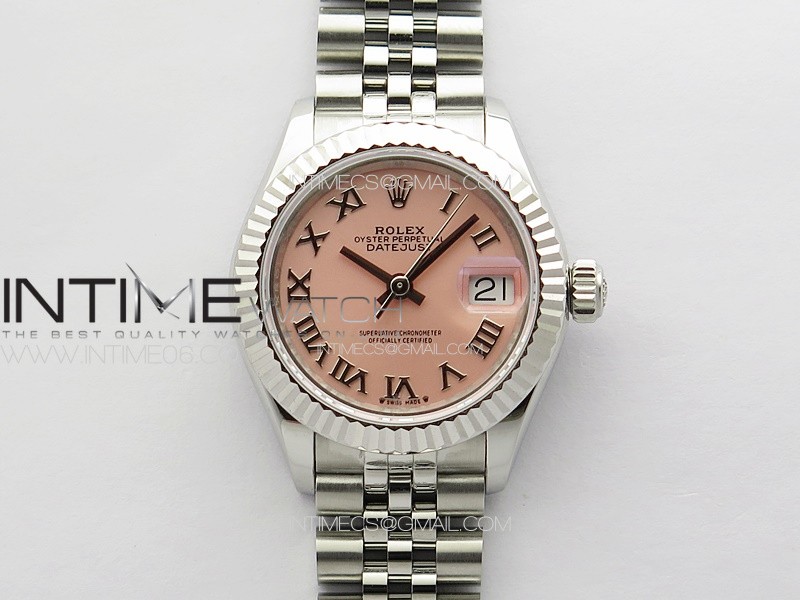 Datejust 28mm 279179 SS APSF Best Edition Pink Dial Roman Markers on SS Jubilee Bracelet NH05