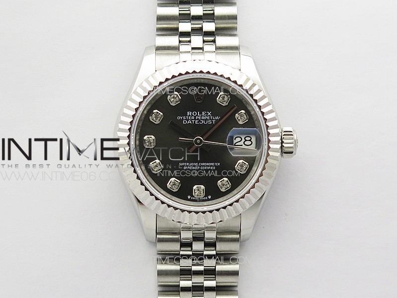 Datejust 28mm 279179 SS APSF Best Edition Gray Dial Crystals Markers on SS Jubilee Bracelet NH05