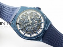 Defy Classic Blue PVD LF 1:1 Best Edition Skeleton White Dial on Blue Rubber Strap A2892 V2