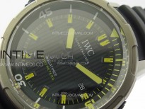 Aquatimer IW358002 SS V6S 1:1 Best Edition Black Dial Yellow Sticks Markers on Black Rubber Strap A2824