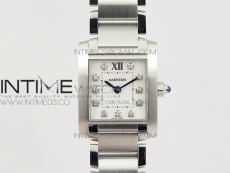 Tank Francaise Ladies 25mm SS 8848F 1:1 Best Edition White Dial Diamond Markers on SS Bracelet Ronda Quartz