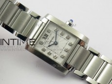 Tank Francaise Ladies 25mm SS 8848F 1:1 Best Edition White Dial Diamond Markers on SS Bracelet Ronda Quartz