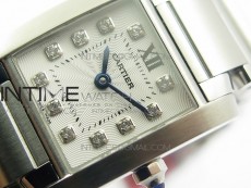 Tank Francaise Ladies 25mm SS 8848F 1:1 Best Edition White Dial Diamond Markers on SS Bracelet Ronda Quartz