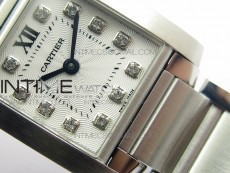 Tank Francaise Ladies 25mm SS 8848F 1:1 Best Edition White Dial Diamond Markers on SS Bracelet Ronda Quartz