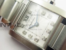 Tank Francaise Ladies 25mm SS 8848F 1:1 Best Edition White Dial Diamond Markers on SS Bracelet Ronda Quartz