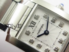 Tank Francaise Ladies 25mm SS 8848F 1:1 Best Edition White Dial Diamond Markers on SS Bracelet Ronda Quartz
