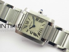 Tank Francaise Ladies 25mm SS 8848F 1:1 Best Edition White Dial on SS Bracelet Ronda Quartz