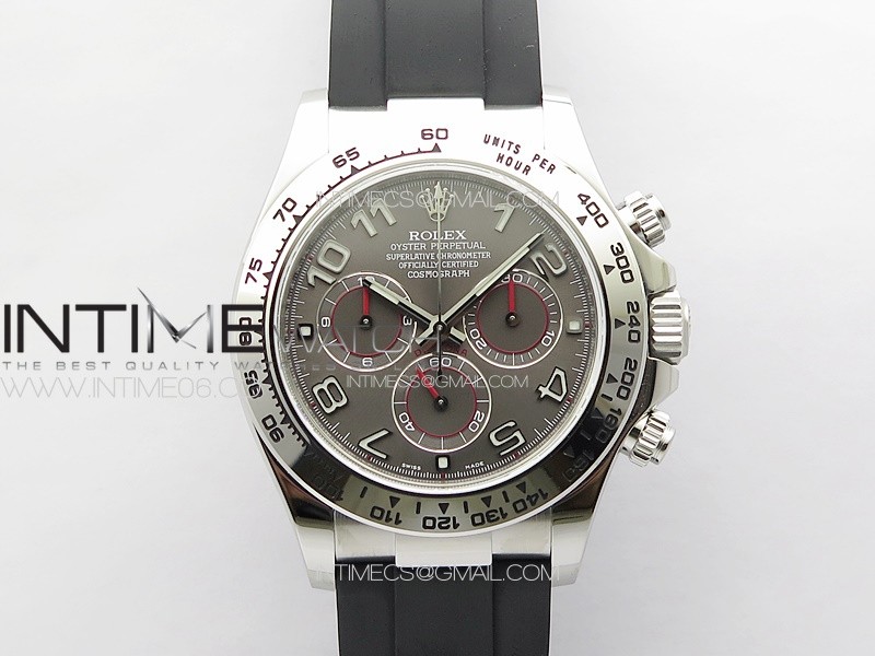 Daytona 116519 Clean 1:1 Best Edition 904L SS Case Gray Dial Numbers Markers On Black Rubber Strap SA4130 V2