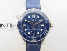 Seamaster Diver 300M ZF 1:1 Best Edition Blue Ceramic Blue Dial on Blue Rubber Strap A8800