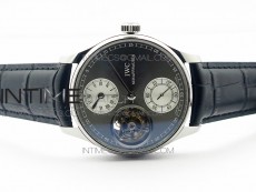 Portuguese Flying Tourbillon SS Gray Dial 2 Sub Dials on Black Leather Strap