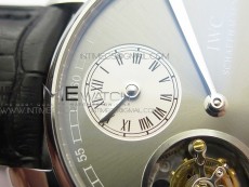 Portuguese Flying Tourbillon SS Gray Dial 2 Sub Dials on Black Leather Strap