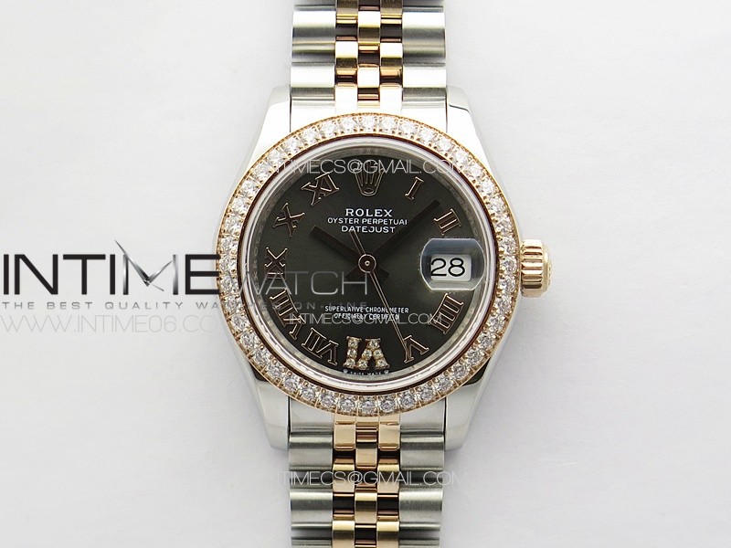 Datejust 28mm 279179 SS/RG APSF Best Edition Gray Dial Roman Markers on SS/RG Jubilee Bracelet NH05