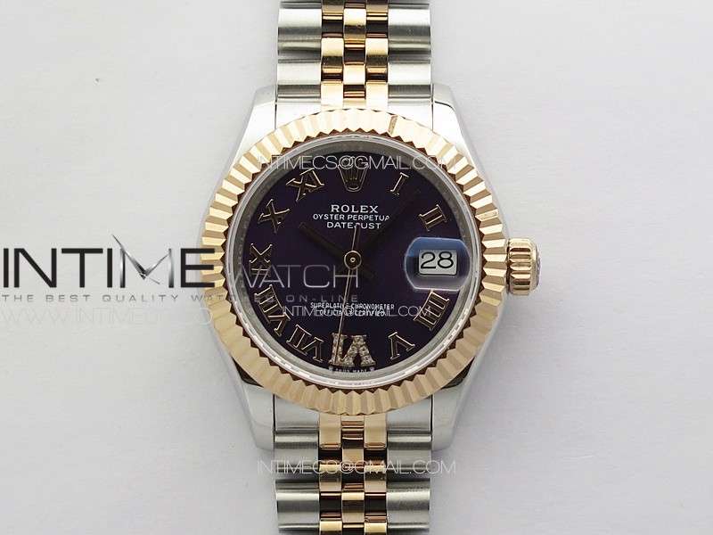 Datejust 28mm 279179 SS/RG APSF Best Edition Blue Dial Roman Markers on SS/RG Jubilee Bracelet NH05