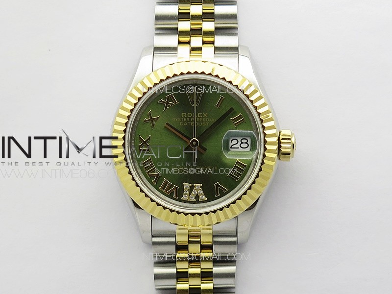 Datejust 28mm 279179 SS/YG APSF Best Edition Green Dial Roman Markers on SS/YG Jubilee Bracelet NH05