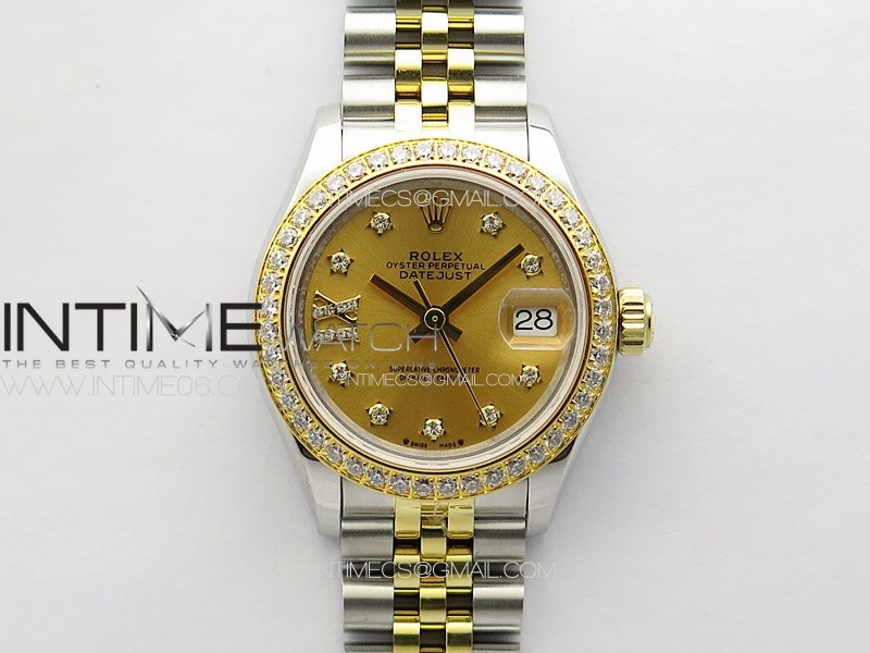 Datejust 28mm 279179 SS/YG APSF Best Edition Gold Dial Stars Crystals Markers on SS/YG Jubilee Bracelet NH05