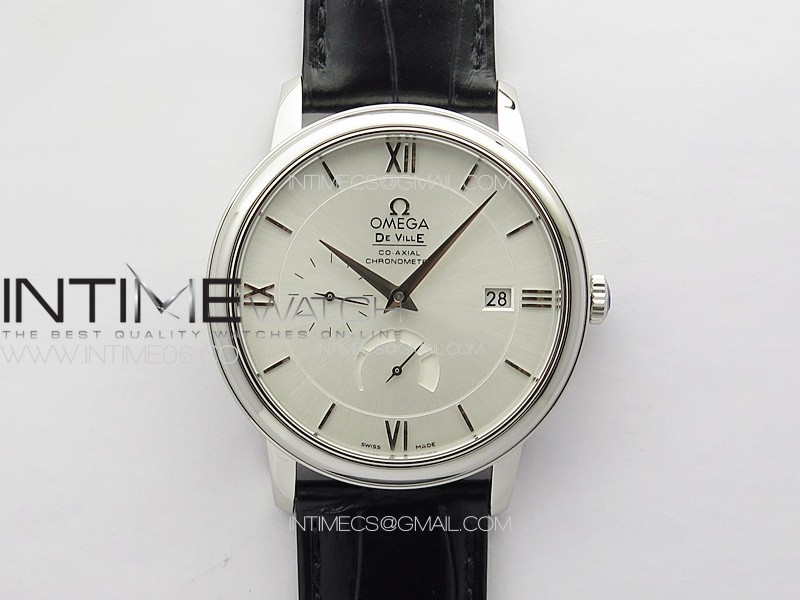 De Ville Prestige Real PR SS ZF 1:1  Best Edition White dial silver Markers Black leather strap MIYOTA 9015