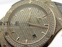 Classic Fusion 42mm RG Paved Diamonds Case And Bezel B50F Paved Diamonds Dial On Gray Gummy Strap A2892