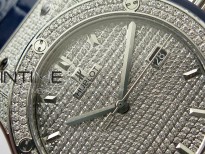 Classic Fusion 42mm SS Paved Diamonds Case And Bezel B50F Paved Diamonds Dial On Blue Gummy Strap A2892