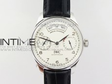 Portuguese Real PR Real Annual Calendar IW5035 ZF 1:1 Best Edition White Dial Silver Markers on Black Leather Strap A52850