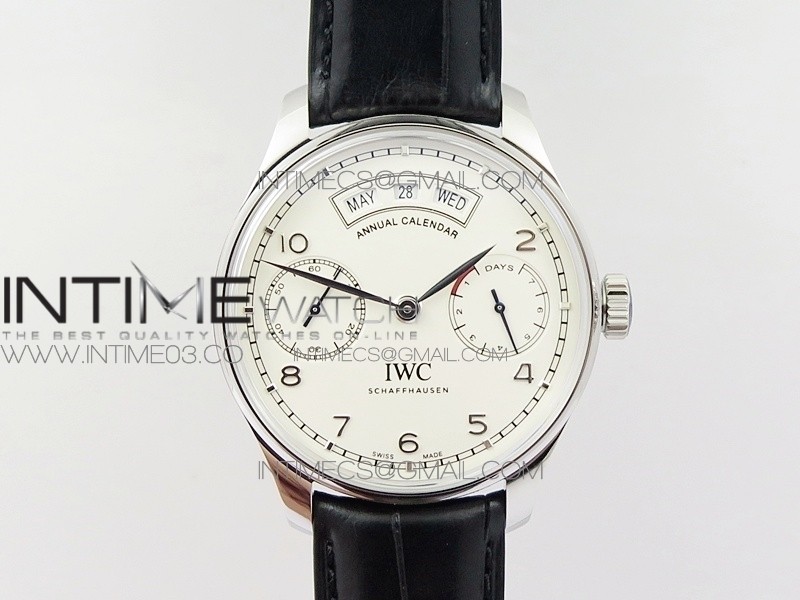 Portuguese Real PR Real Annual Calendar IW5035 AZF 1:1 Best Edition White Dial Silver Markers on Black Leather Strap A52850 Portuguese Real PR Real Annual Calendar IW5035 AZF 1:1 Best Edition White Dial Silver Markers on Black Leather Strap A52850
