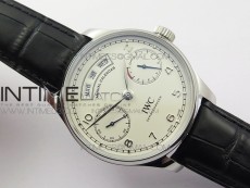 Portuguese Real PR Real Annual Calendar IW5035 ZF 1:1 Best Edition White Dial Silver Markers on Black Leather Strap A52850