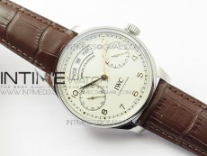 Portuguese Real PR Real Annual Calendar IW503501 ZF 1:1 Best Edition White Dial on Brown Leather Strap A52850