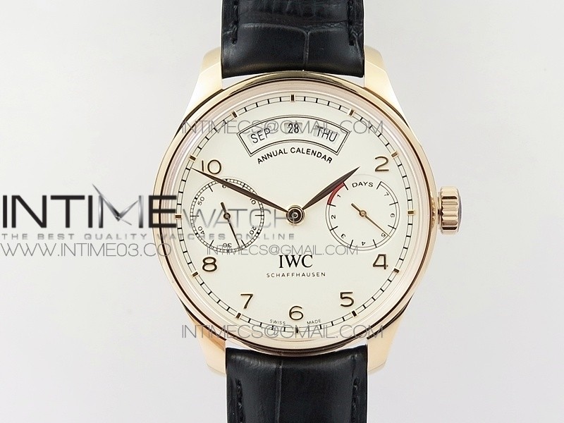 Portuguese Real PR Real Annual Calendar IW503501 RG AZF 1:1 Best Edition White Dial on Brown Leather Strap A52850 Portuguese Real PR Real Annual Calendar IW503501 RG AZF 1:1 Best Edition White Dial on Brown Leather Strap A52850