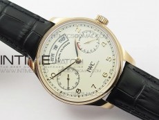 Portuguese Real PR Real Annual Calendar IW503501 RG ZF 1:1 Best Edition White Dial on Brown Leather Strap A52850