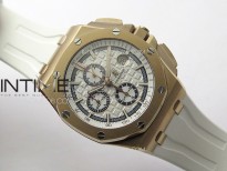 Royal Oak Offshore 44mm RG APF 1:1 Best Edition White Dial on White Rubber Strap A3126