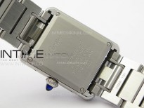 Tank Louis Ladies 22mm SS/Dia Bezel 8848F 1:1 Best Edition White Dial on SS Bracelet Ronda Quartz(Free leather strap)